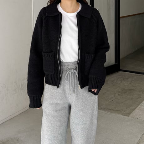 pocket zip knit cardigan