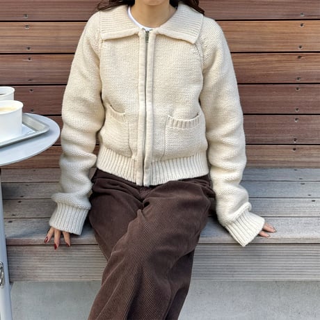 pocket zip knit cardigan