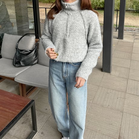 boucle zipper knit