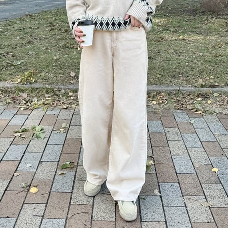 corduroy wide straight pants