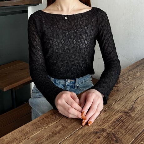 【SAMPLE SALE】wave design sheer tops
