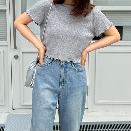【SAMPLE SALE】flower short waffle T shirt