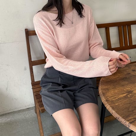 boat neck sheer knit pullover