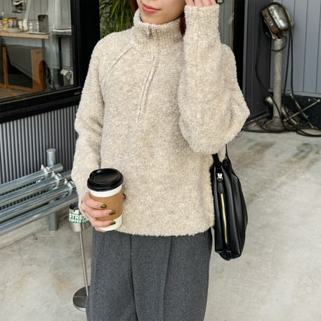 boucle zipper knit