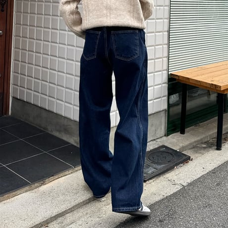 wide straight denim pants