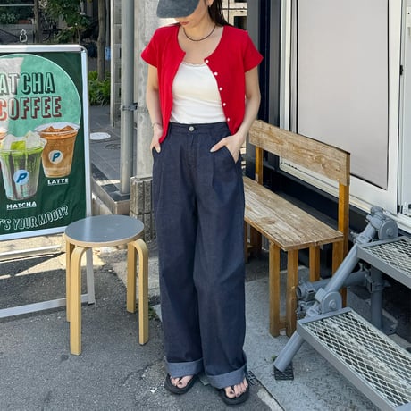 パンチングカラーショートカーディガン