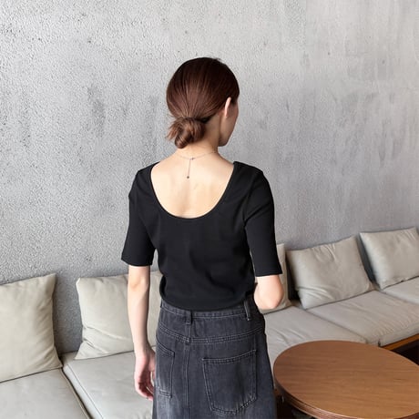 back open half sleeve tops