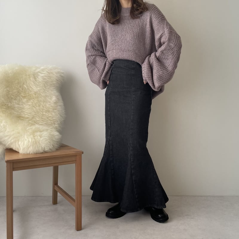 high-waist denim mermaid skirt | LE MORE