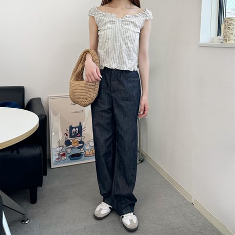 【SAMPLE SALE】stripe gather frill  blouse
