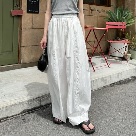 【SAMPLE SALE】nylon gather wide pants