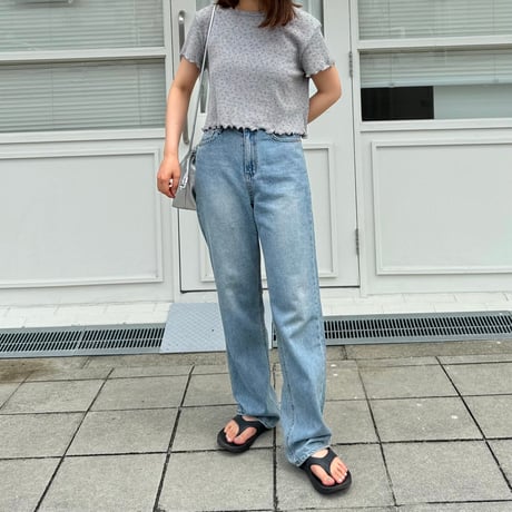 【SAMPLE SALE】flower short waffle T shirt