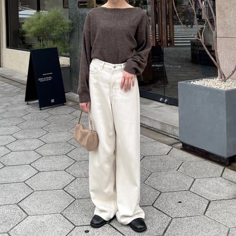 choker set boat neck knit pullover