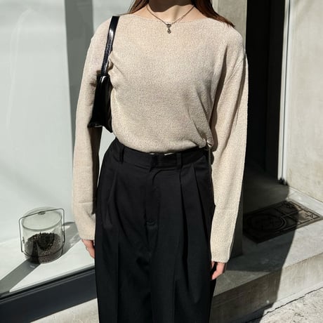 boat neck sheer knit pullover