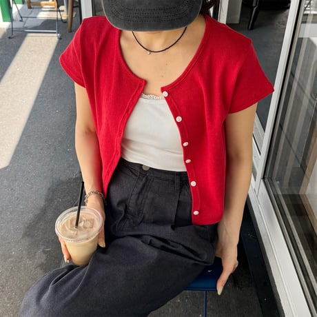 パンチングカラーショートカーディガン