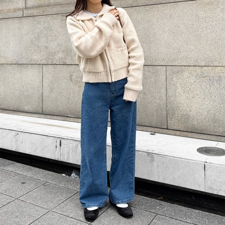 pocket zip knit cardigan
