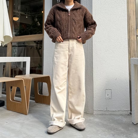 corduroy wide straight pants