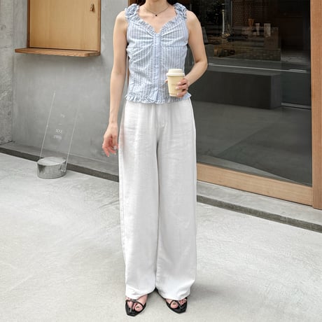 【SAMPLE SALE】stripe gather frill  blouse