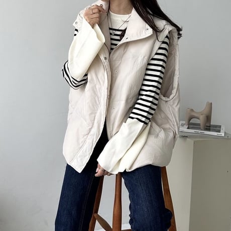 flare sleeve compact border knit