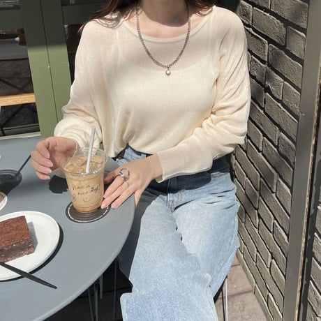 【SAMPLE SALE】boat neck sheer knit pullover