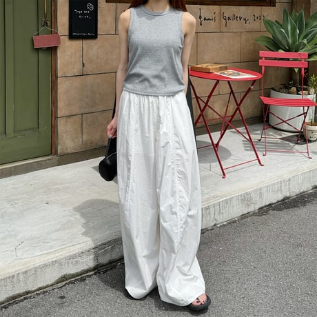 【SAMPLE SALE】nylon gather wide pants