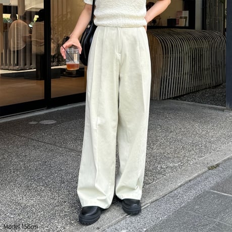 tuck twill wide pants