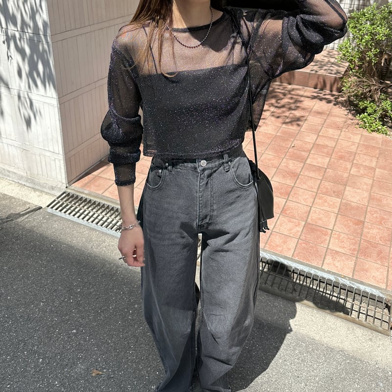 mideal gritter sheer tops / グリッターシアートップス Glitter Sheer Top｜グリッターラメシアートップス – MARTE