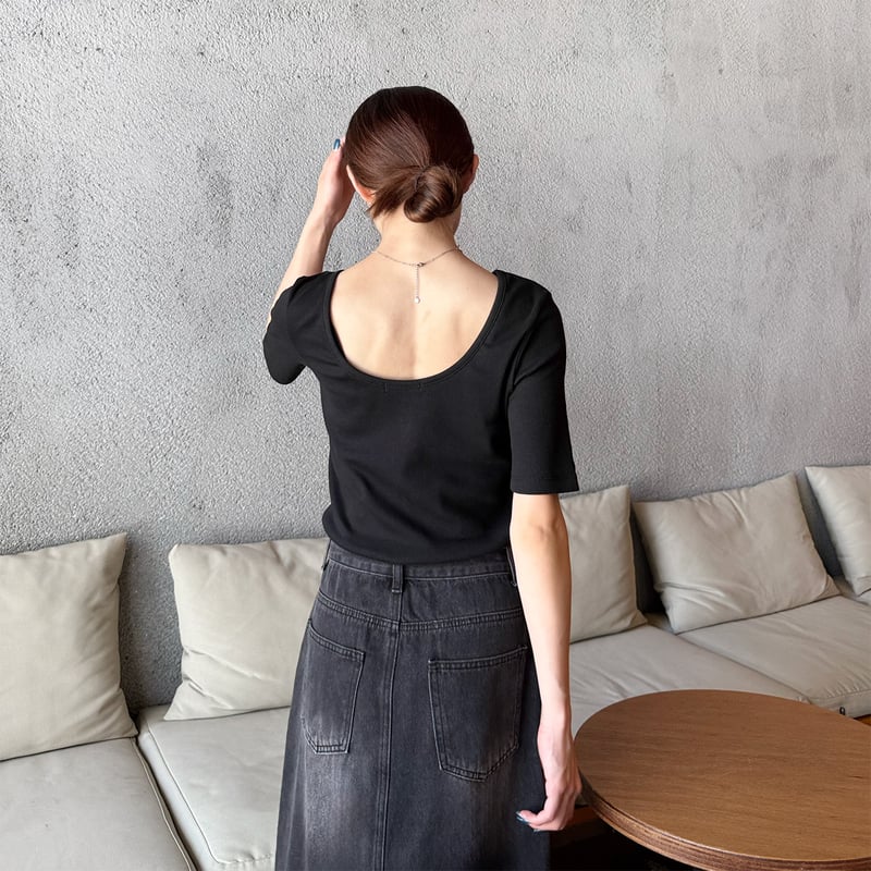 back open half sleeve tops | LE MORE