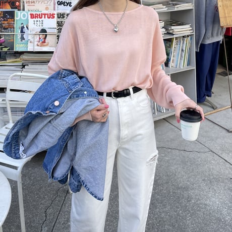 【SAMPLE SALE】boat neck sheer knit pullover