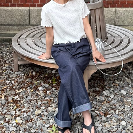 【SAMPLE SALE】flower short waffle T shirt