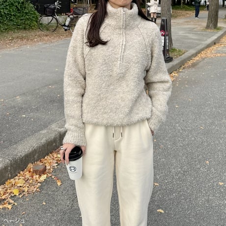 boucle zipper knit