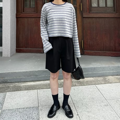 【SAMPLE SALE】cropped border long T