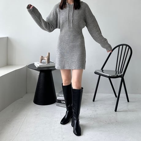 hoodie rib knit mini one-piece