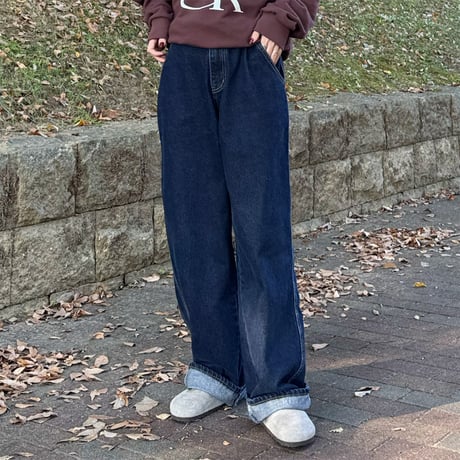 wide straight denim pants