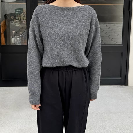 choker set boat neck knit pullover
