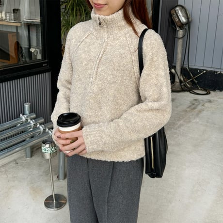 boucle zipper knit