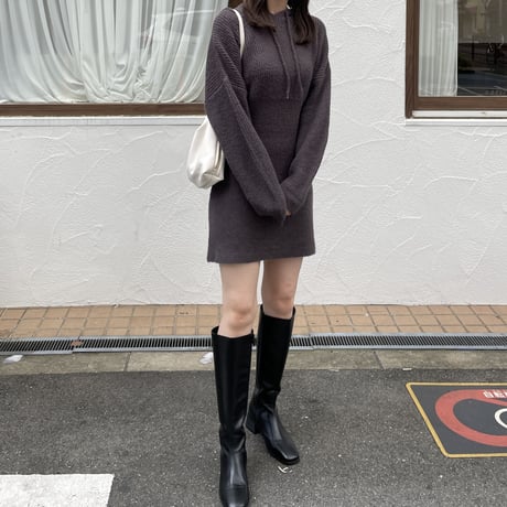 hoodie rib knit mini one-piece