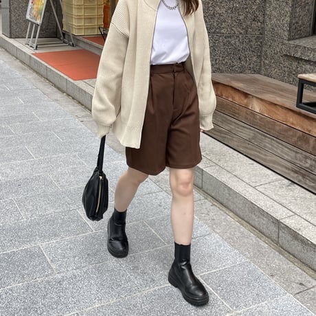 brushed twill half pants