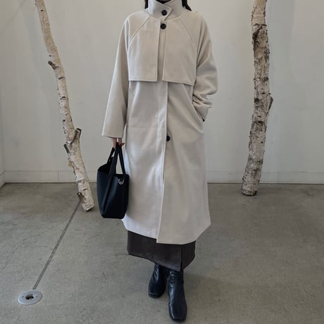 fake wool cape long coat