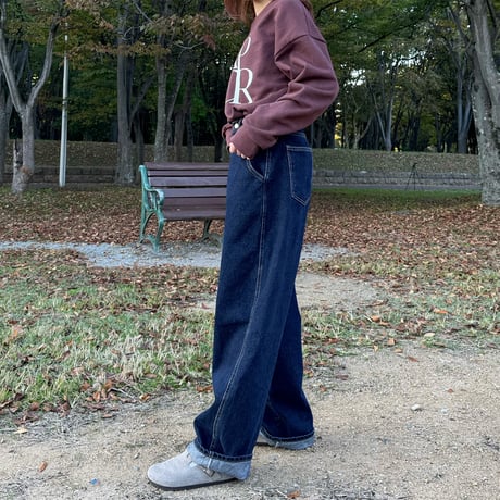 wide straight denim pants