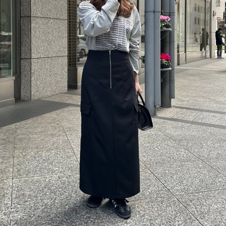 high waist zip cargo skirt