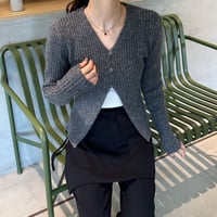 button rib knit cardigan