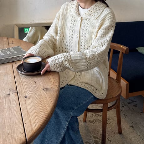 pattern design loose knit cardigan