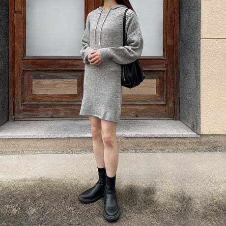 hoodie rib knit mini one-piece