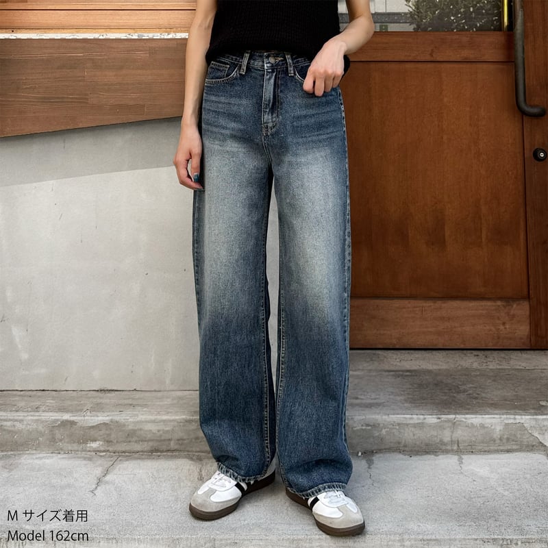 【LIDNM】ストレートデニム ブルー 稲妻柄 大人 きれいめ Mサイズ LIDNM】ストレートデニム ブルー 稲妻柄 大人 きれいめ Mサイズ