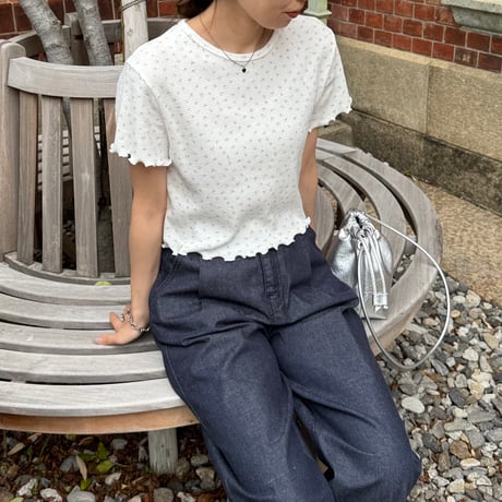 【SAMPLE SALE】flower short waffle T shirt