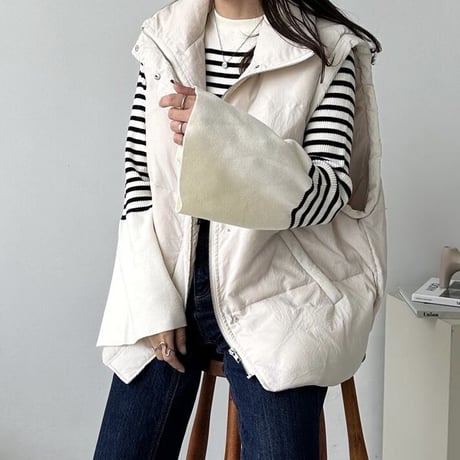 flare sleeve compact border knit