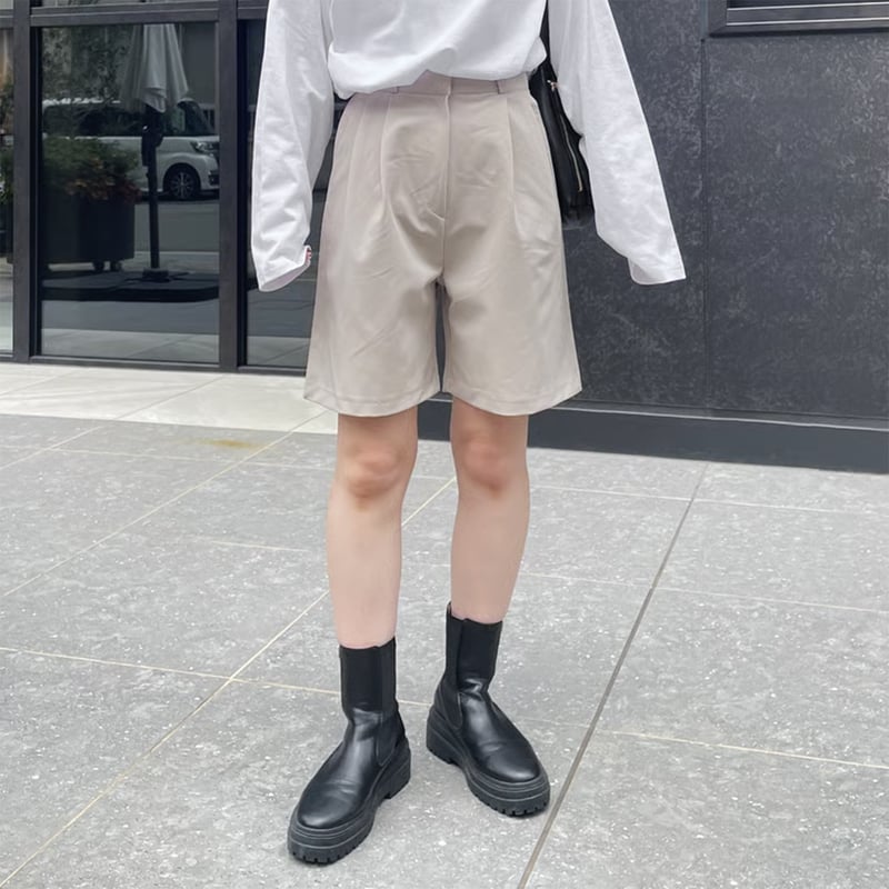 high-waist tuck half pants | LE MORE