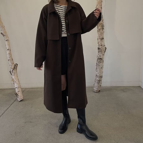 fake wool cape long coat
