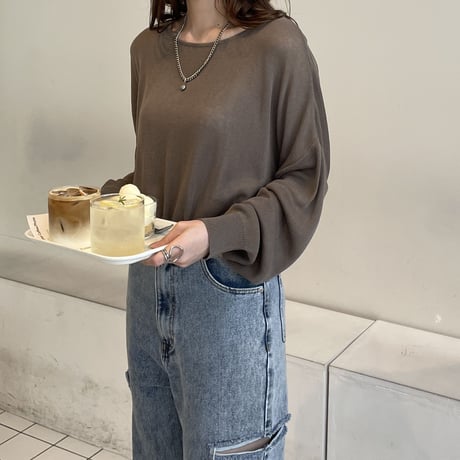 【SAMPLE SALE】boat neck sheer knit pullover