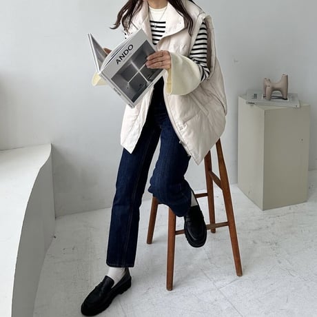 flare sleeve compact border knit